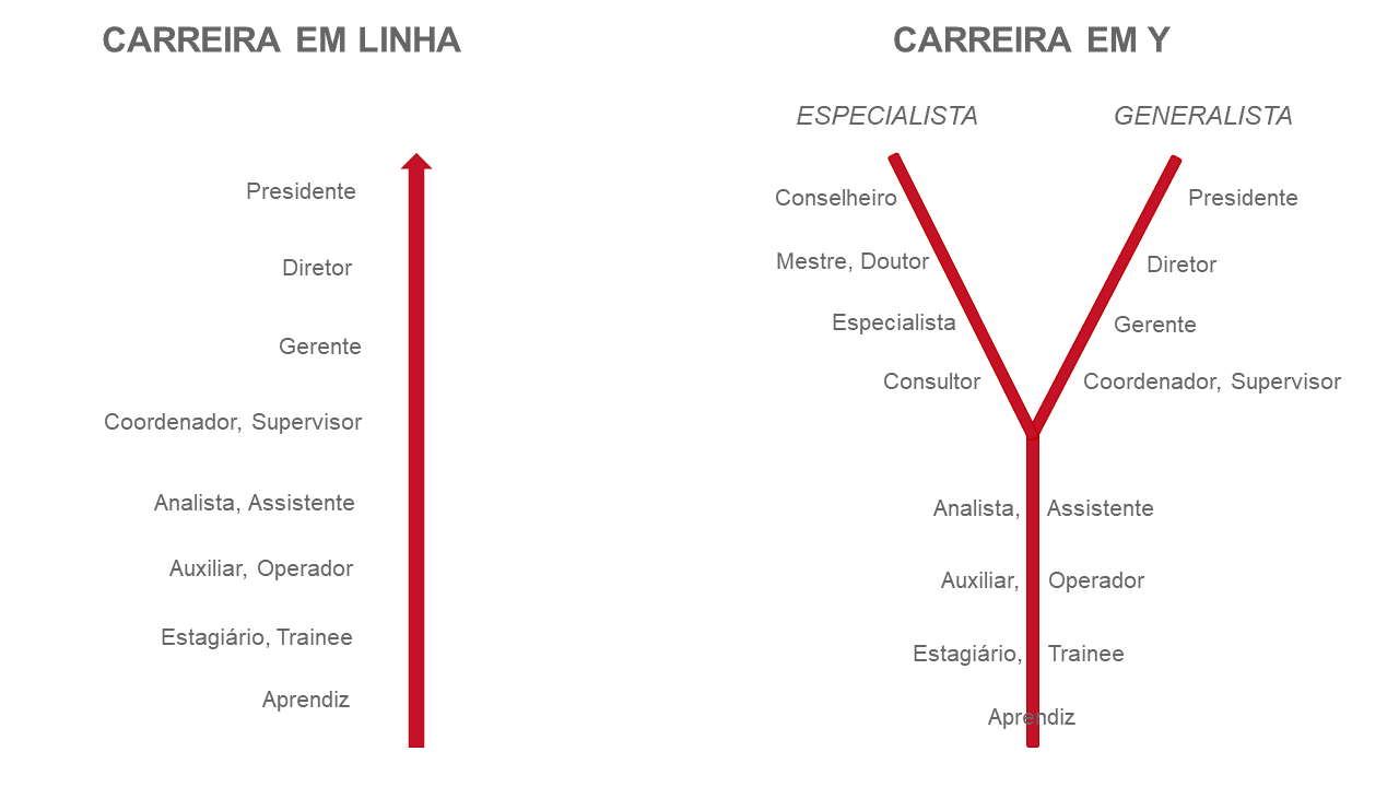 Comparação entre carreira em linha e carreira em Y